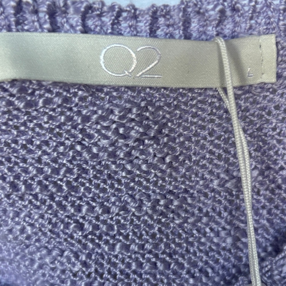 Soft Girl Lavender Knit Puff Sleeve Sweater Top V-Neck Tie Back Q2 L - Picture 4 of 9